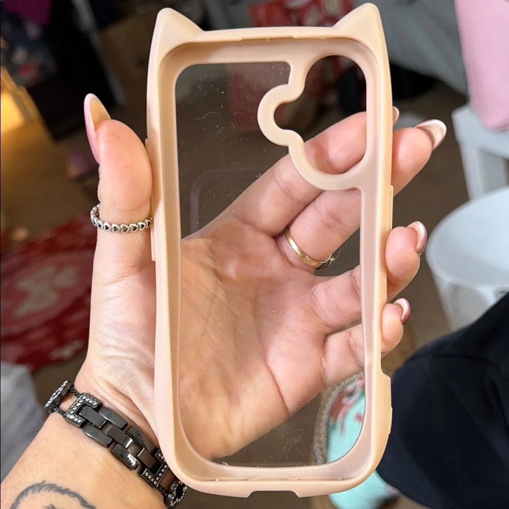 iphone 16 Cute Cat Ear Phone Case in Beige